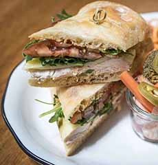 Turkey on a ciabatta roll