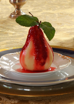 Poached Pear With Coulis