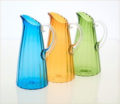 optic pitchers, translucent pitcher, translucent pitcher, pitcher, blue pitcher, orange pitcher