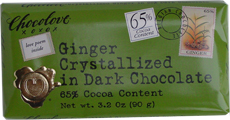 Crystallized ginger in dark chocolate