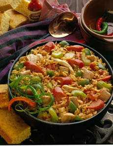 jambalaya rice recipe sauce recipes cajun meats topping adapted paella grain dish uses spanish base long tyson thenibble main reviews